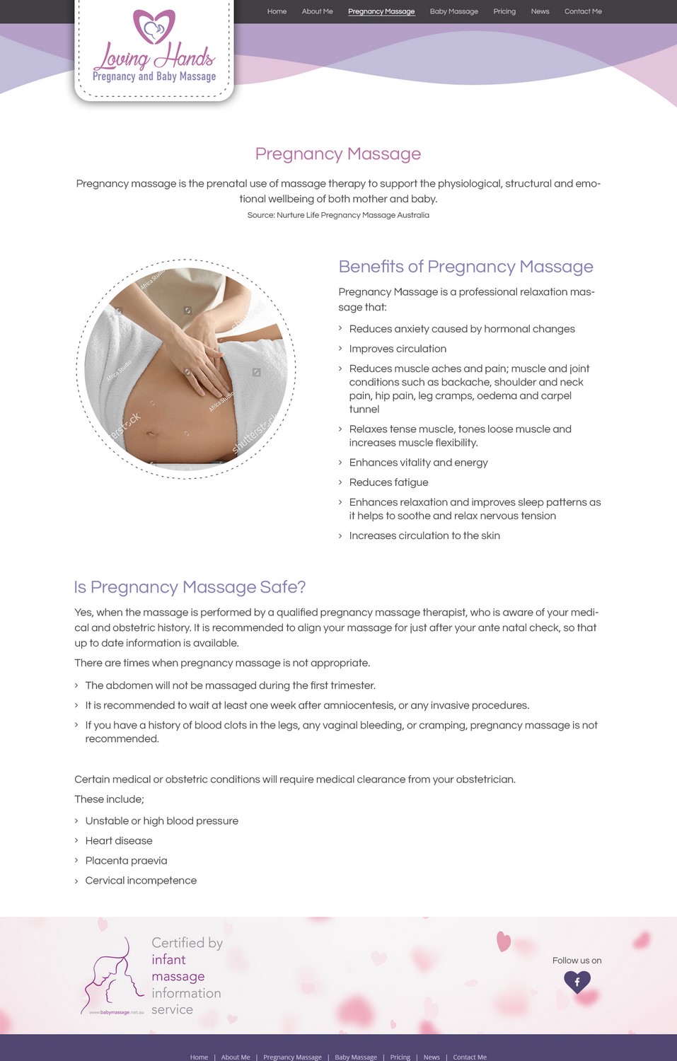 Web Design by pb for Loving Hands Pregancy and Baby Massage | Design #16364976