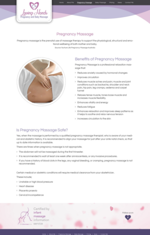 Web Design par pb pour Loving Hands Pregancy and Baby Massage | Design : #16364976