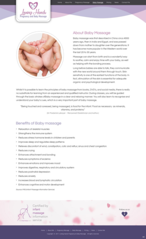 Web Design par pb pour Loving Hands Pregancy and Baby Massage | Design : #16364984