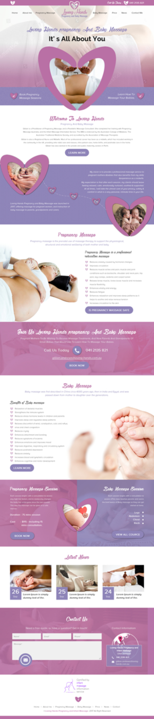 Web Design par rightway pour Loving Hands Pregancy and Baby Massage | Design : #16219113