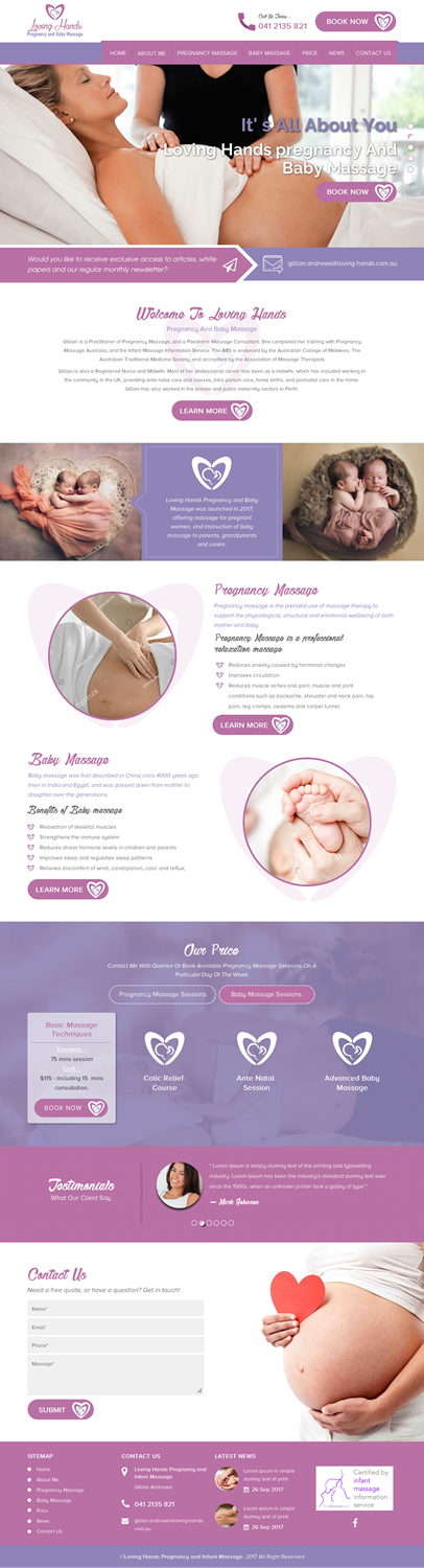 Web Design by rightway for Loving Hands Pregancy and Baby Massage | Design #16219115