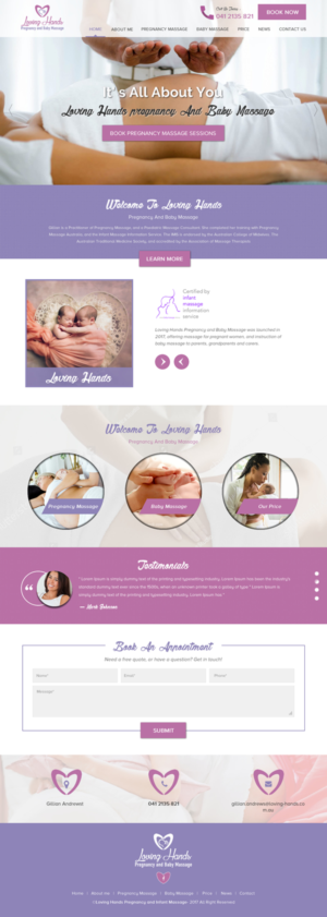 Web Design par rightway pour Loving Hands Pregancy and Baby Massage | Design : #16219118