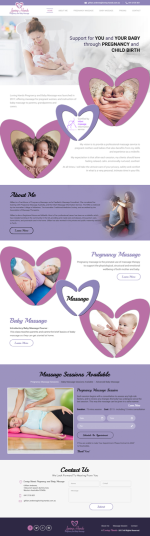Web Design par rightway pour Loving Hands Pregancy and Baby Massage | Design : #16219120