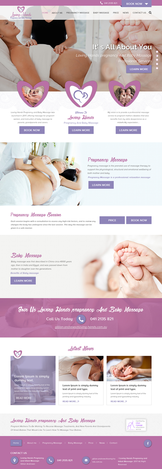 Web Design by rightway for Loving Hands Pregancy and Baby Massage | Design #16219122