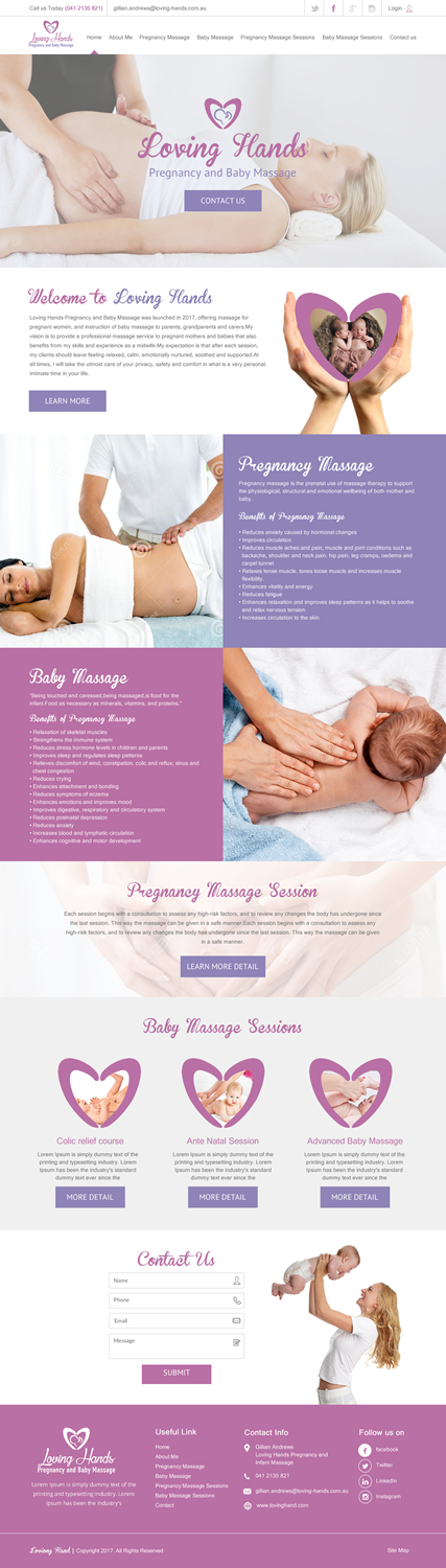 Web Design by rightway for Loving Hands Pregancy and Baby Massage | Design #16222844
