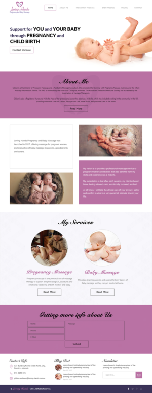 Web Design par rightway pour Loving Hands Pregancy and Baby Massage | Design : #16222845