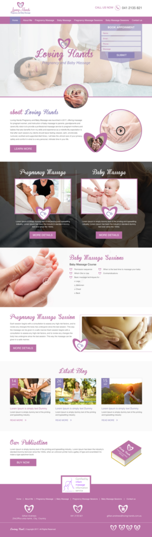 Web Design par rightway pour Loving Hands Pregancy and Baby Massage | Design : #16222846