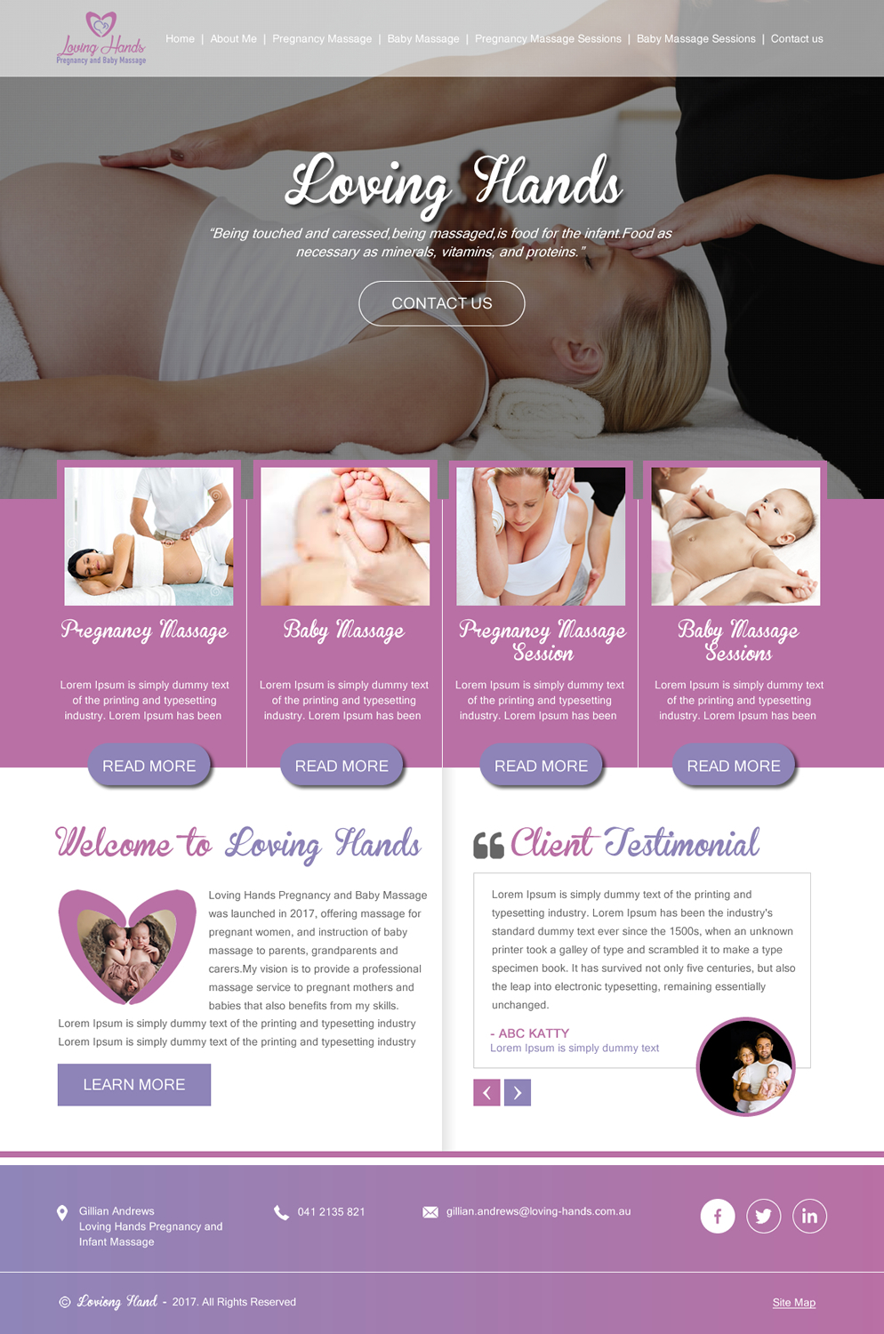 Web Design by rightway for Loving Hands Pregancy and Baby Massage | Design #16222878