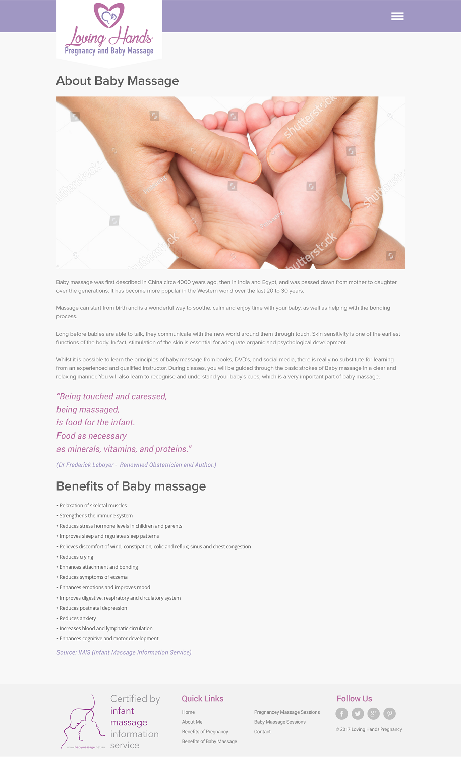 Web Design par Ayesha Khan pour Loving Hands Pregancy and Baby Massage | Design #16248985