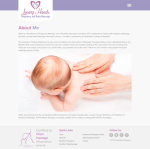 Diseño Web por Ayesha Khan para Loving Hands Pregancy and Baby Massage | Diseño: #16248986