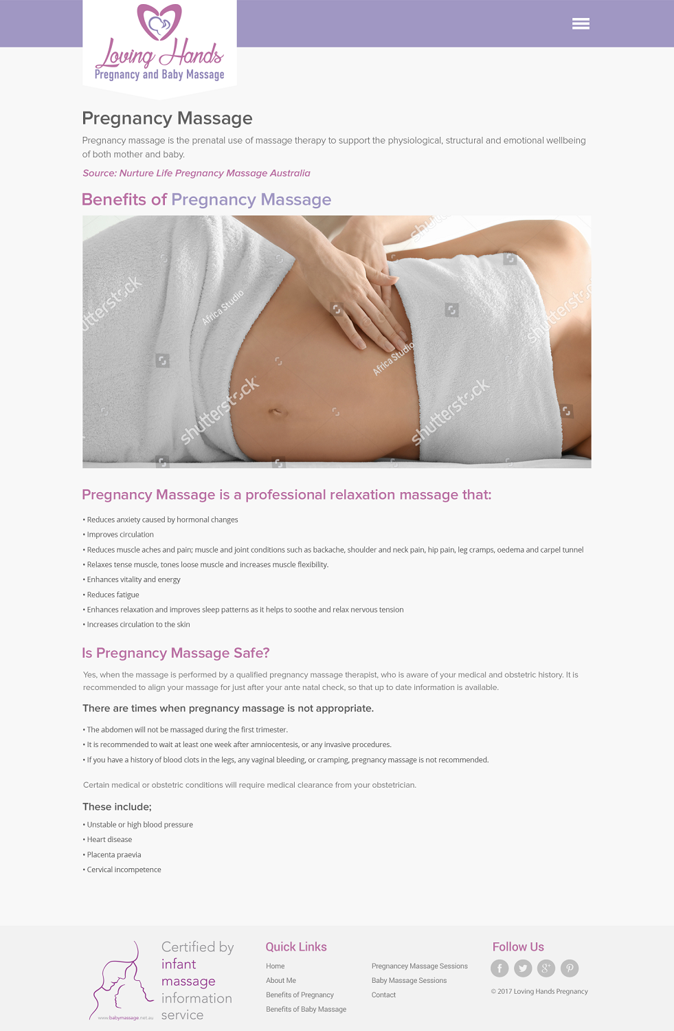 Web Design by Ayesha Khan for Loving Hands Pregancy and Baby Massage | Design #16248987