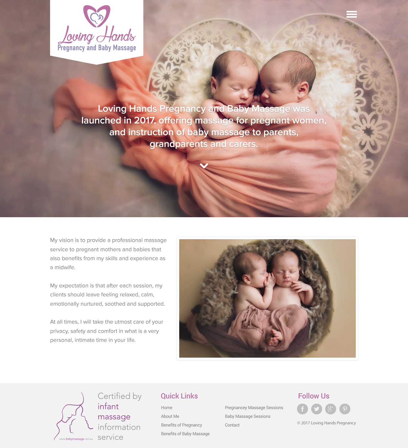 Web Design by Ayesha Khan for Loving Hands Pregancy and Baby Massage | Design #16248988