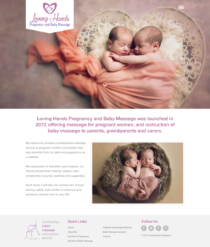 Diseño Web por Ayesha Khan para Loving Hands Pregancy and Baby Massage | Diseño: #16256590