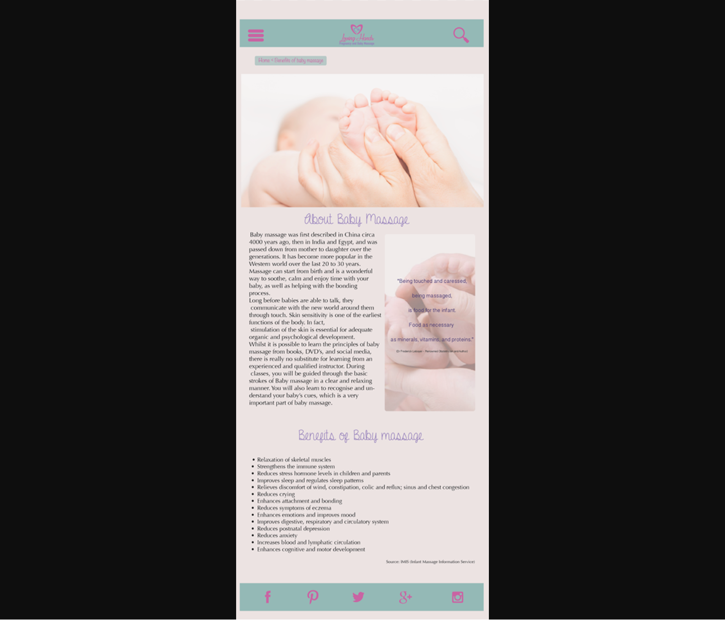 Web Design by miriam 3 for Loving Hands Pregancy and Baby Massage | Design #16296485