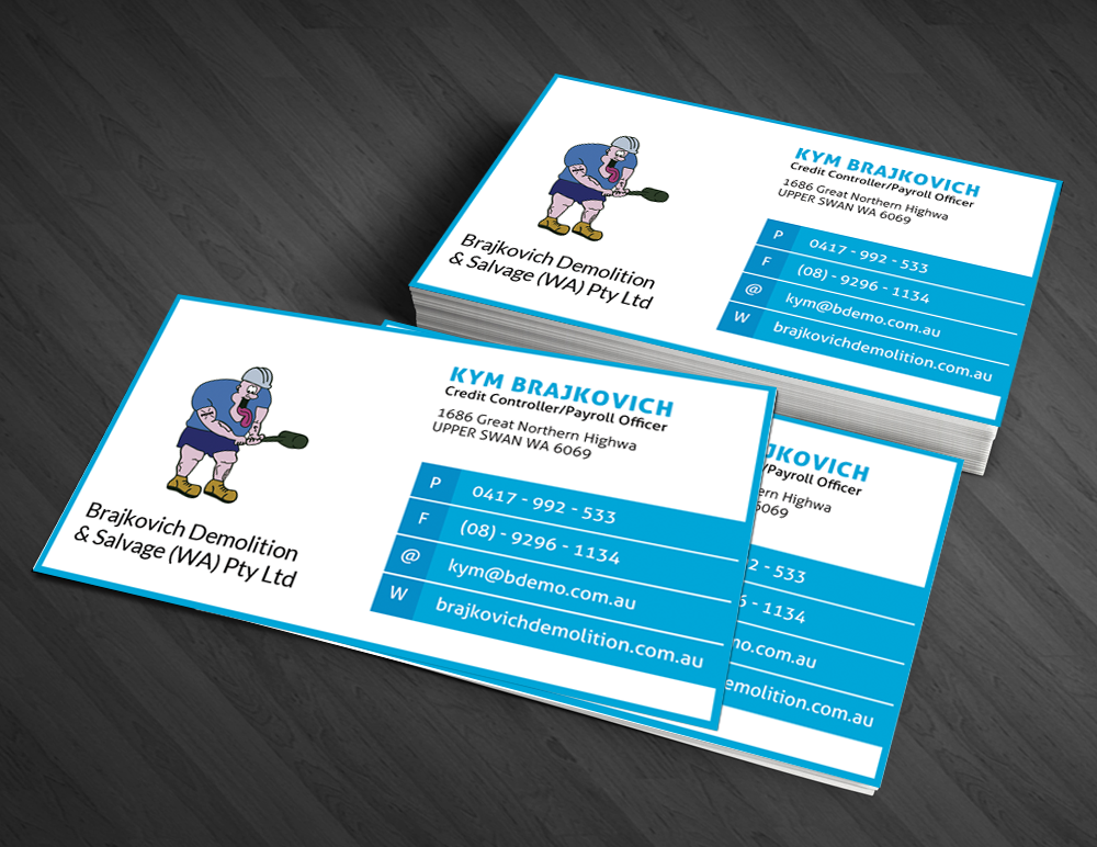 Visitenkarten-Design von  Artman für Brajkovich Demolition & Salvage (WA) Pty Ltd | Design #2683437