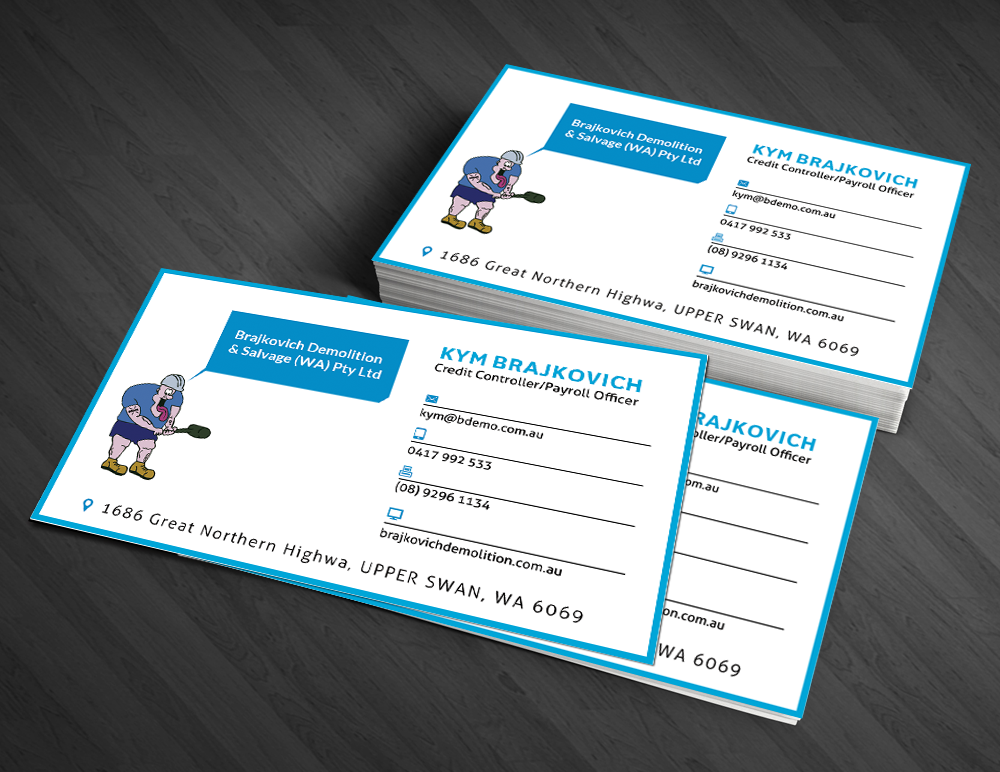 Business Card Design by  Artman for Brajkovich Demolition & Salvage (WA) Pty Ltd | Design #2683442