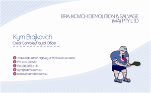 Business Card Design by raahima for Brajkovich Demolition & Salvage (WA) Pty Ltd | Design #2641316