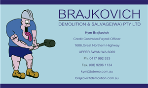 Business Card Design by deepa for Brajkovich Demolition & Salvage (WA) Pty Ltd | Design: #2685875