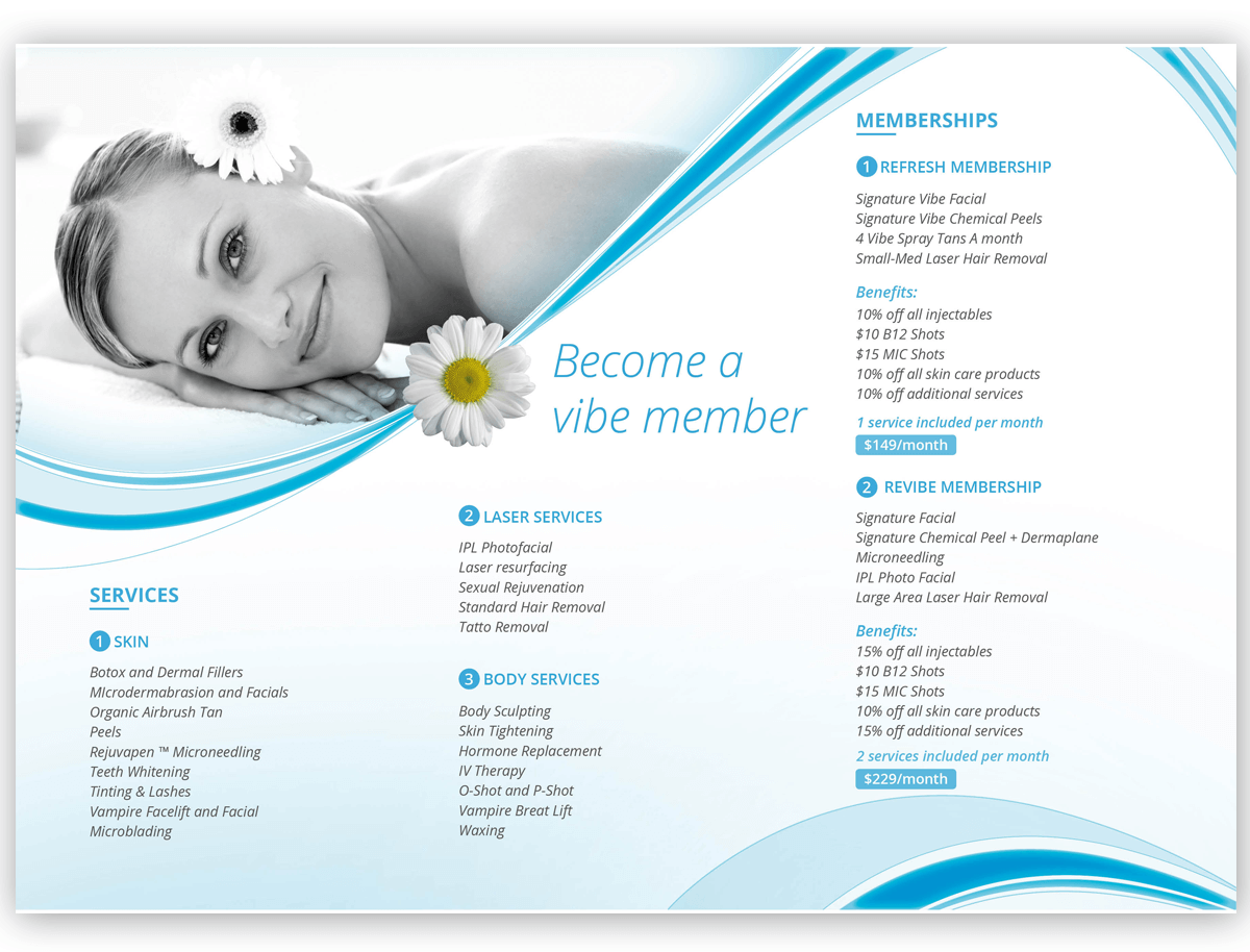 Flyer Design by cherry for Vibe Med Spas | Design #16265916