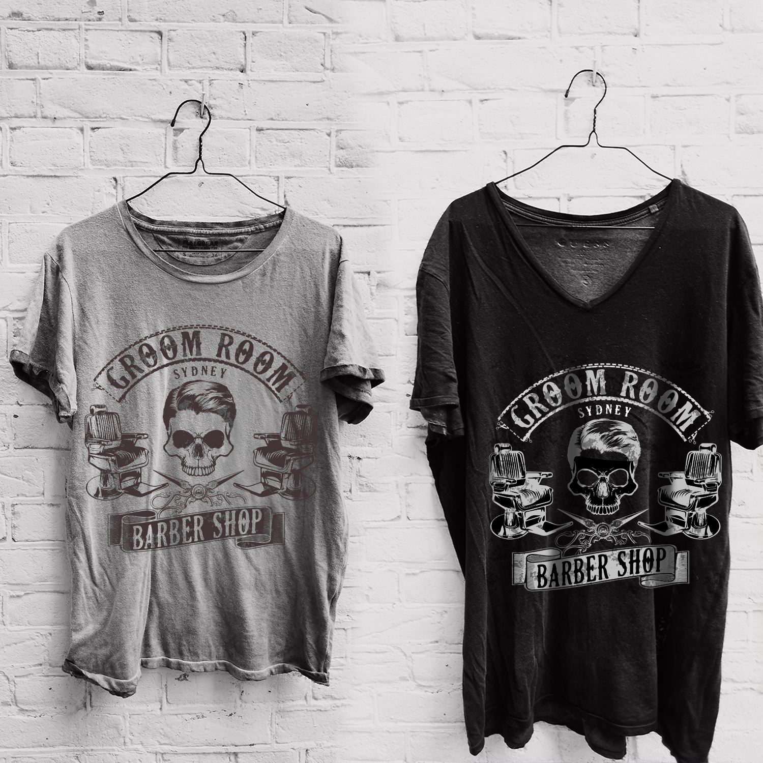 T-shirt Design by Tolga for Groom Room Barbers | Design #16333796