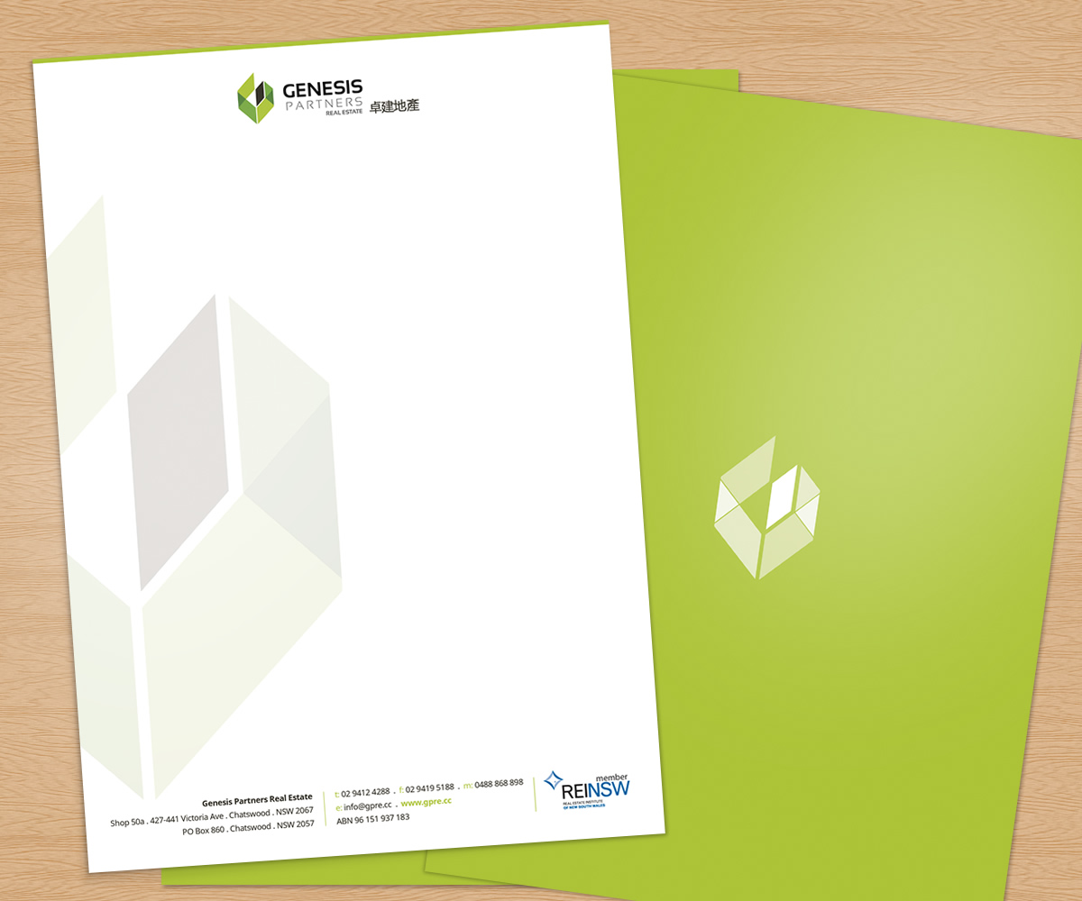 Letterhead Design by Channel Studio for Genesis Partners Real Estate | Design #3012210