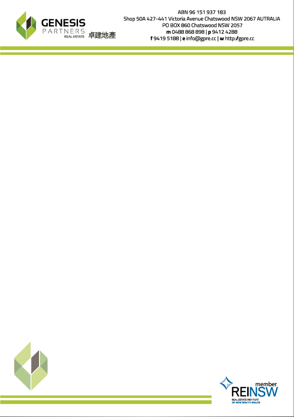 Letterhead Design by Tjax for Genesis Partners Real Estate | Design #2727548
