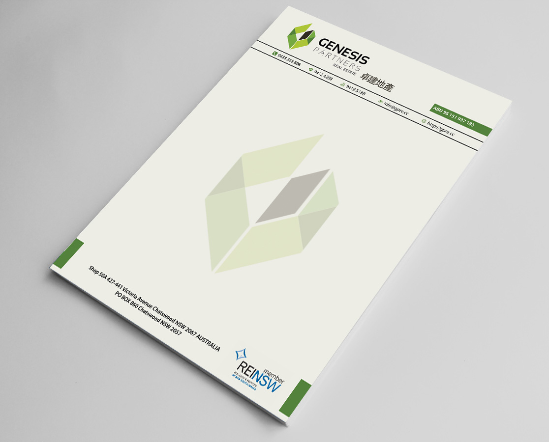 Letterhead Design by DSGrafix for Genesis Partners Real Estate | Design #2737863
