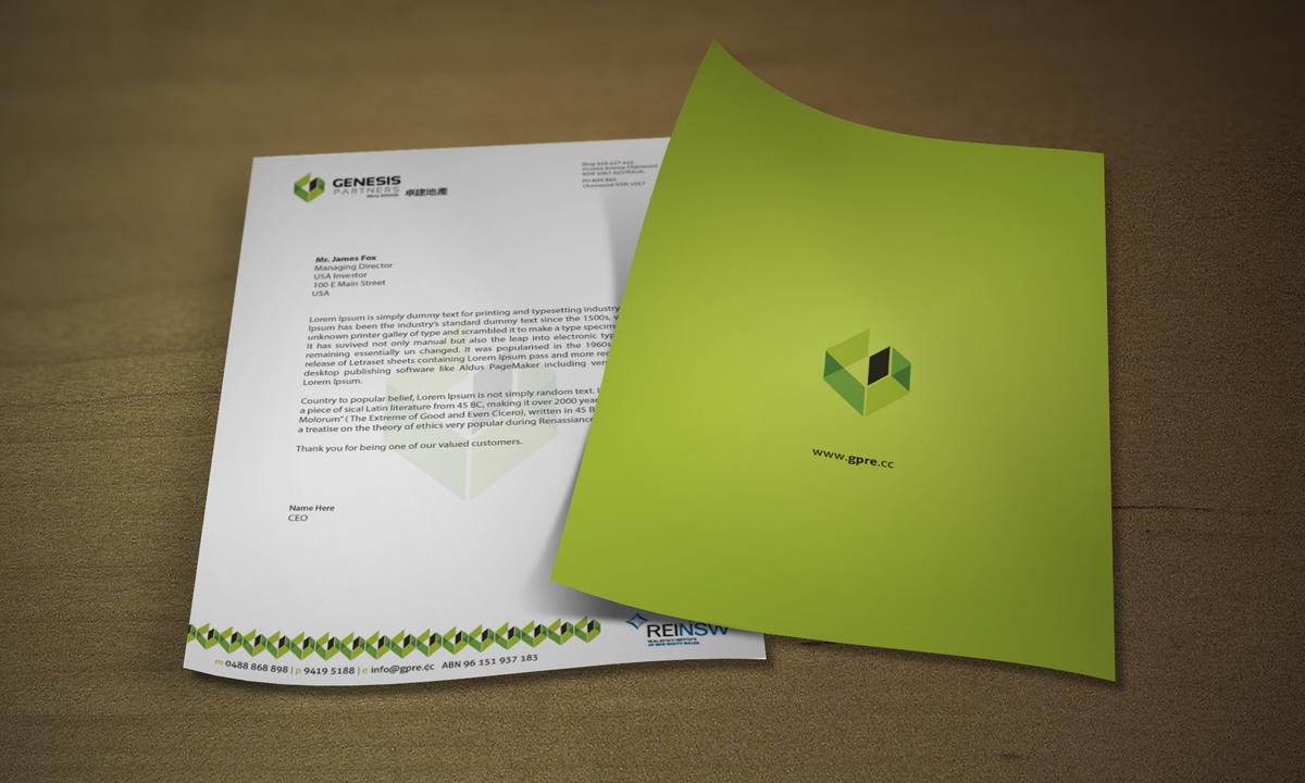 Letterhead Design by asimali for Genesis Partners Real Estate | Design #2703967