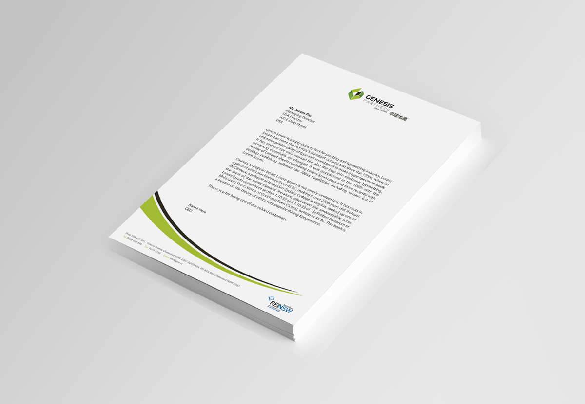 Letterhead Design by asimali for Genesis Partners Real Estate | Design #2753116