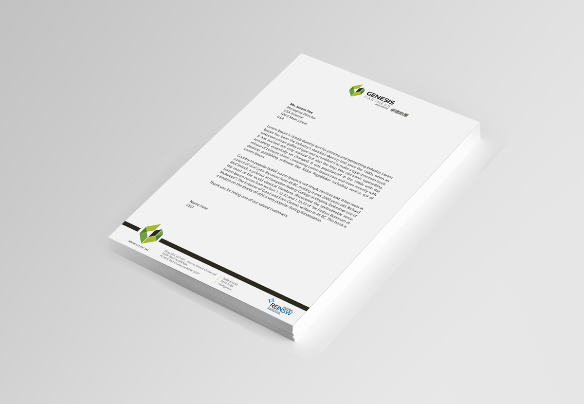 Letterhead Design by asimali for Genesis Partners Real Estate | Design #2763908