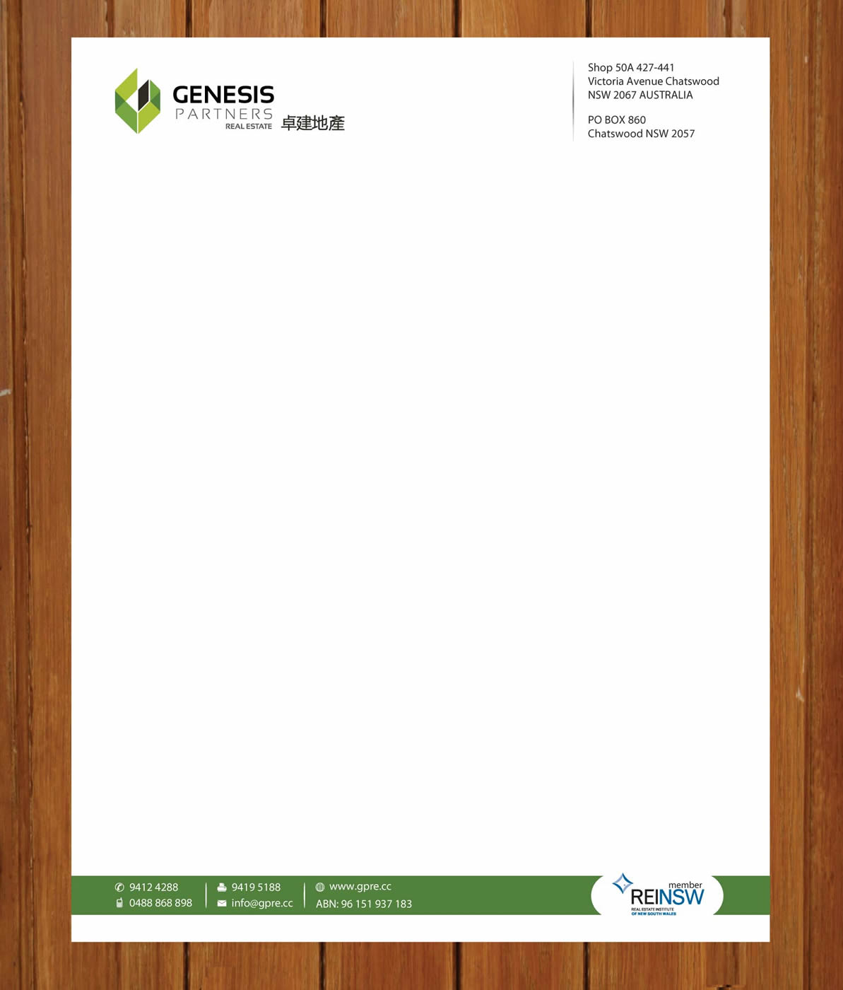 Diseño de Membrete por Sbss para Genesis Partners Real Estate | Diseño #2661198