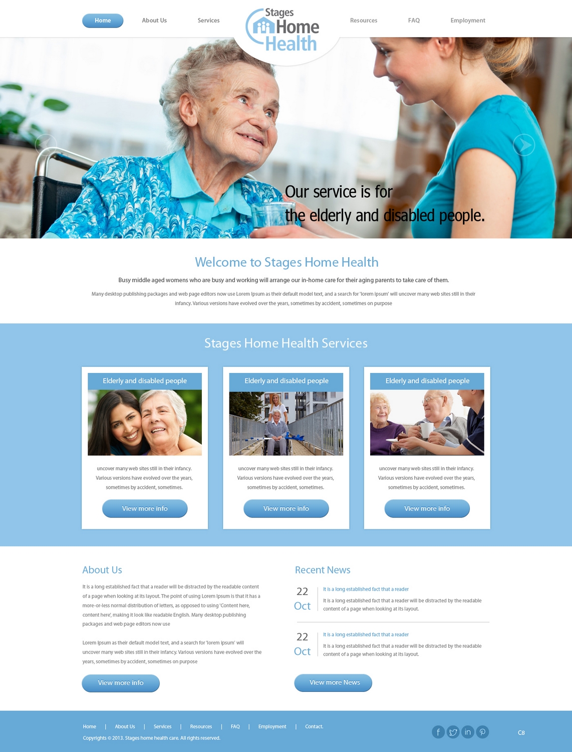 Wordpress Design by pb for Stages Home Health  | Design #2669402