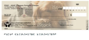 Design a "healthy, happy dog and cat" cheque/check background