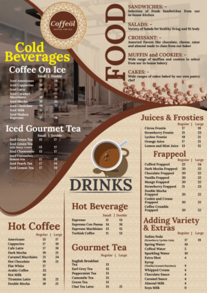 Design de Menu par Impressive Solutions pour Caffeine | Design : #16307195