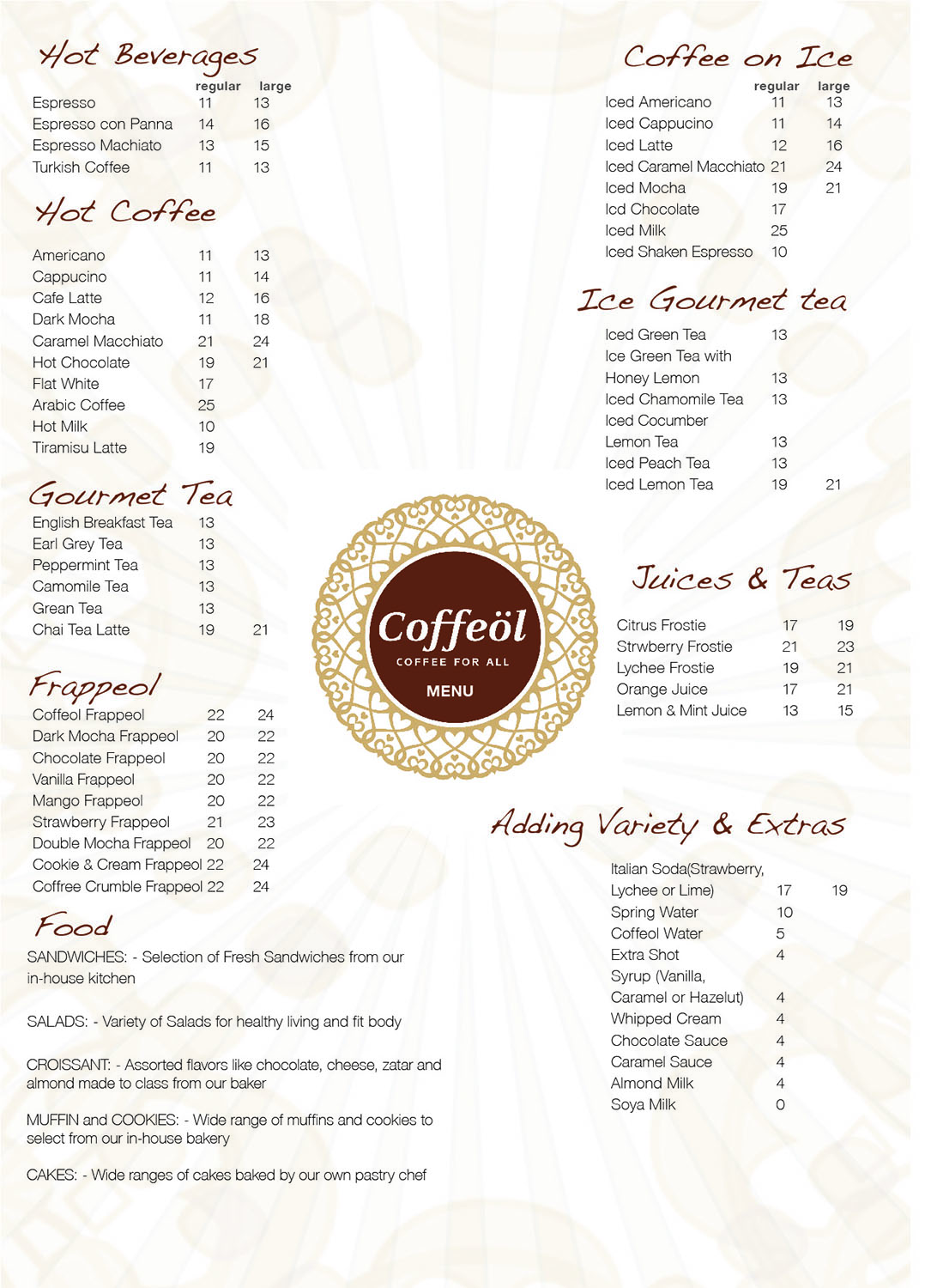 Menu Design by brojas718 for Caffeine | Design #16297202