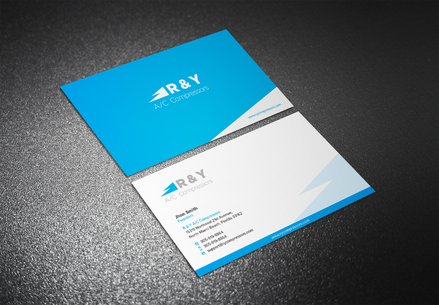 Diseño de Tarjeta de Presentación por Eggo May P para R & Y A/C Compressors  | Diseño #16322253