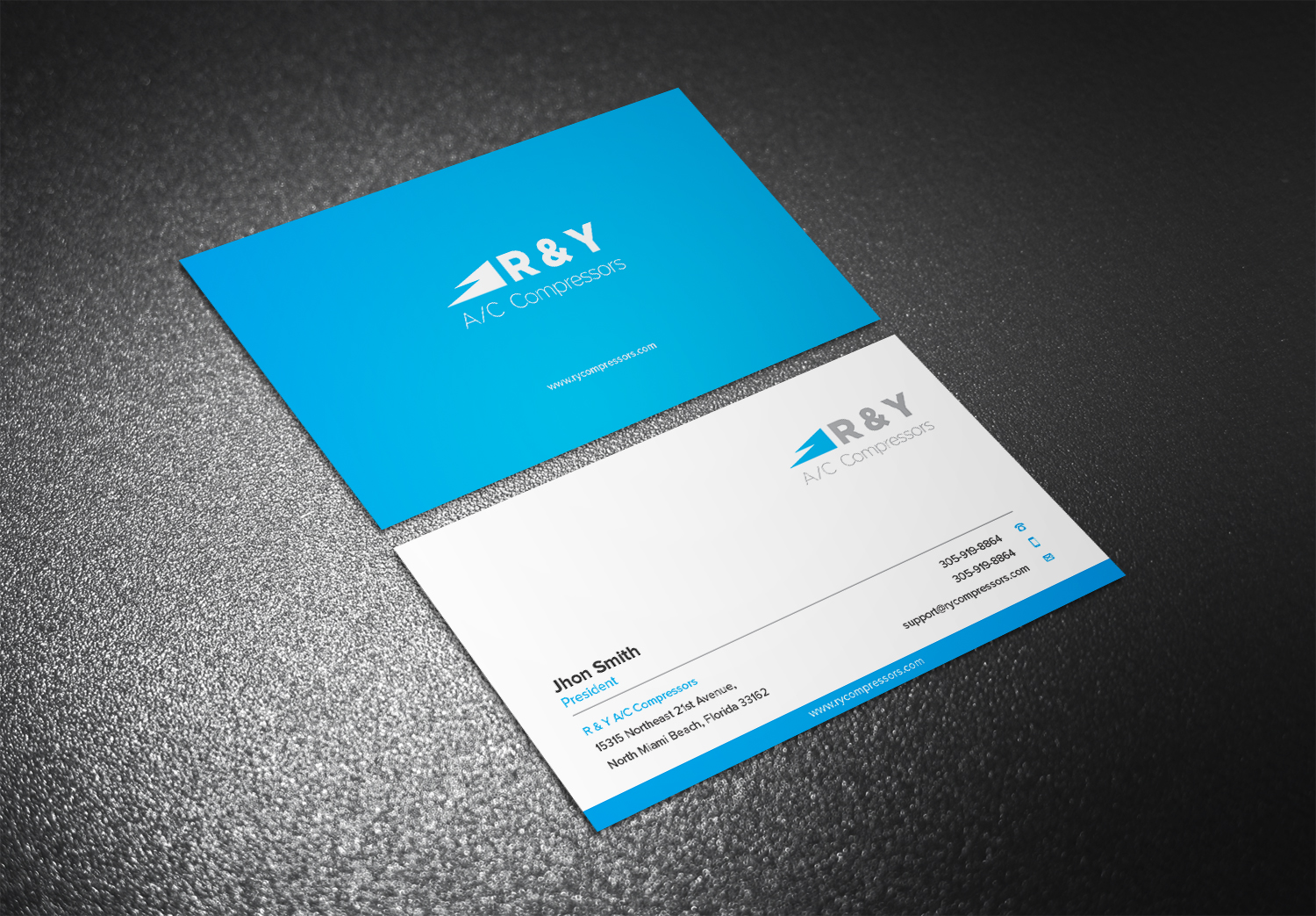 Diseño de Tarjeta de Presentación por Eggo May P para R & Y A/C Compressors  | Diseño #16322255