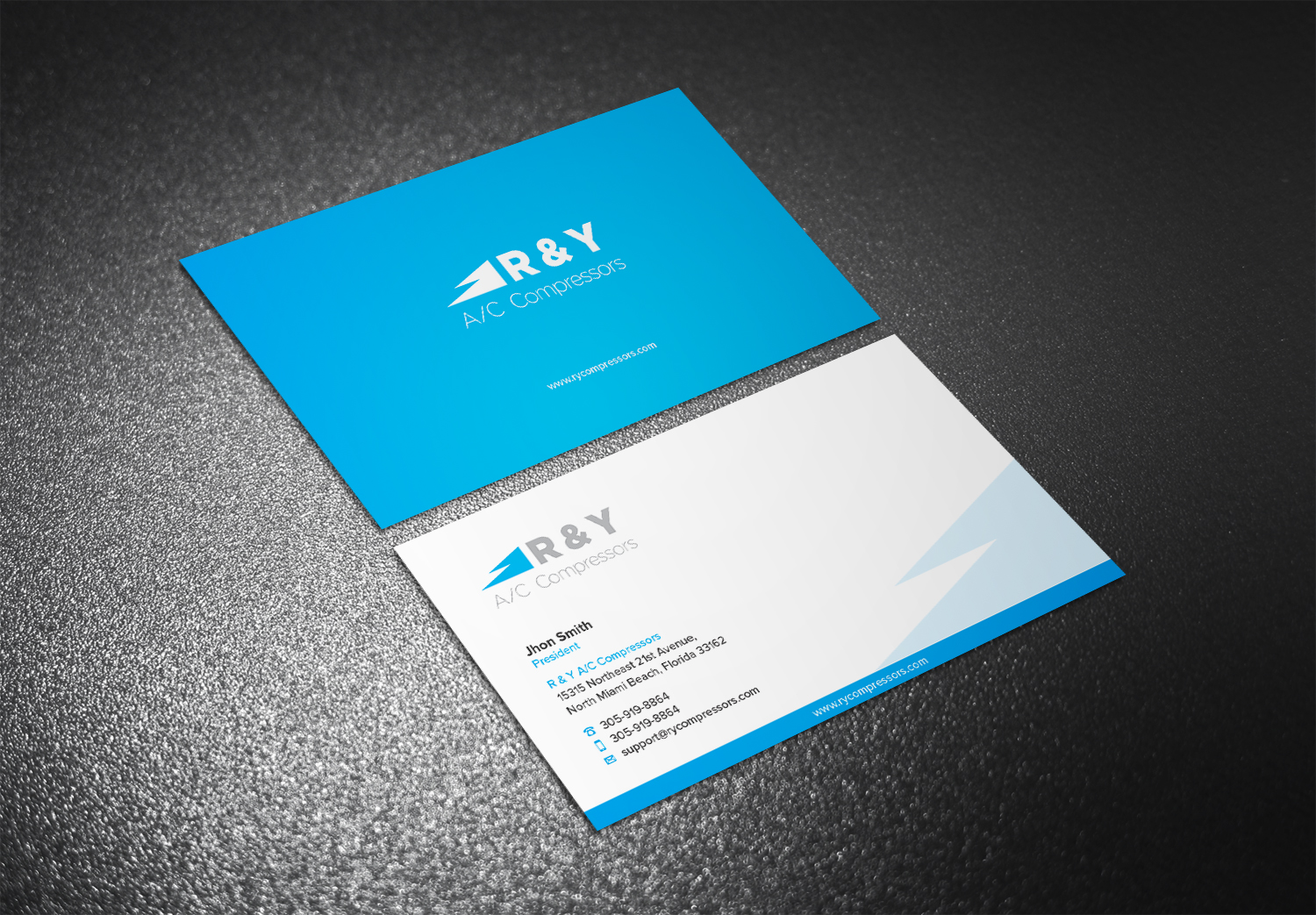 Diseño de Tarjeta de Presentación por Eggo May P para R & Y A/C Compressors  | Diseño #16322256