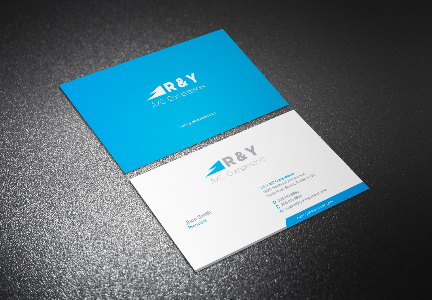Diseño de Tarjeta de Presentación por Eggo May P para R & Y A/C Compressors  | Diseño #16322267