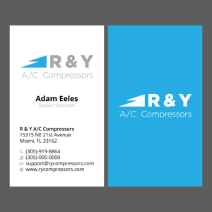 Business Card Design by adiazudin for R & Y A/C Compressors  | Design: #16291266