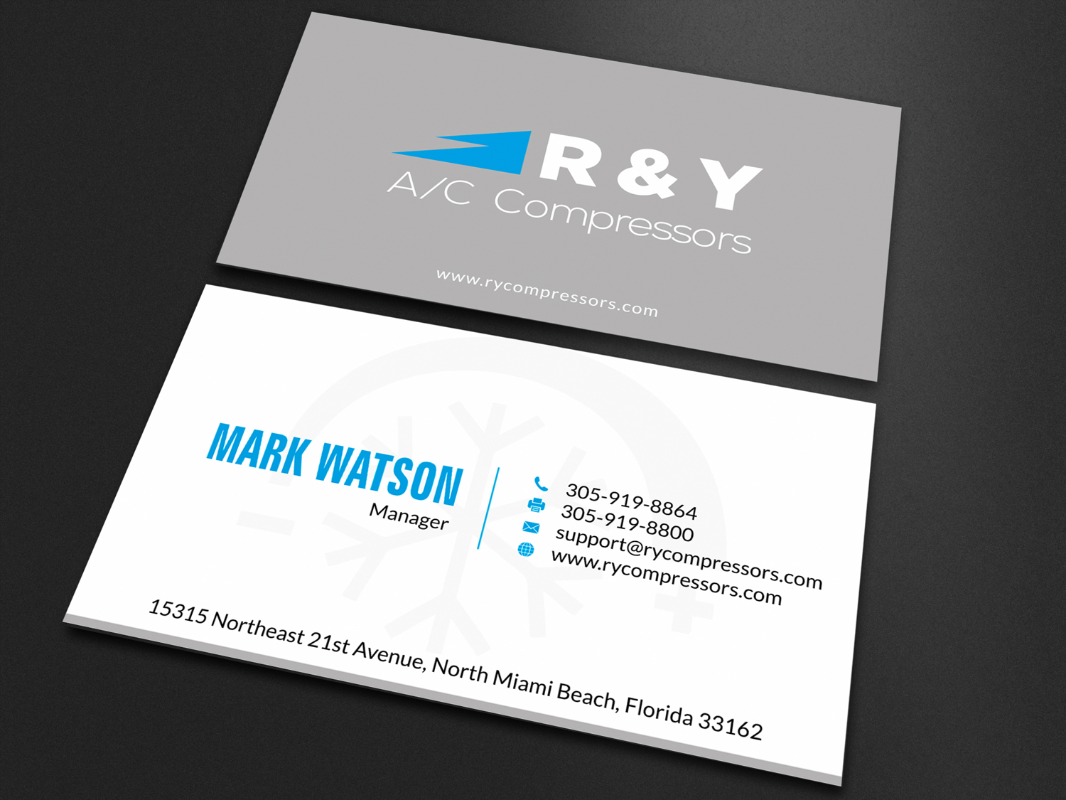 Business Card Design by SKYdesign for R & Y A/C Compressors  | Design #16297076