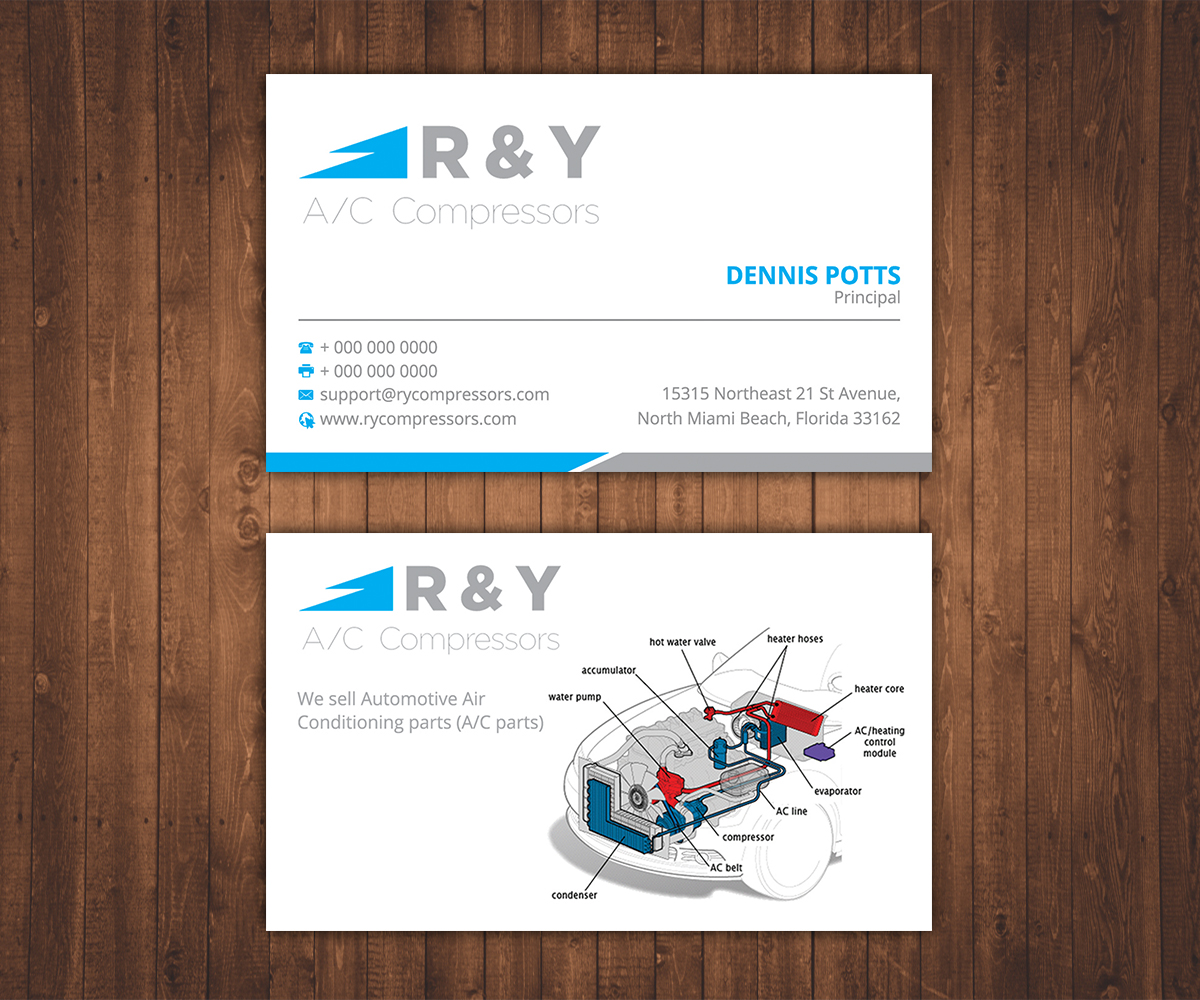 Business Card Design by Stylez Designz for R & Y A/C Compressors  | Design #16366575
