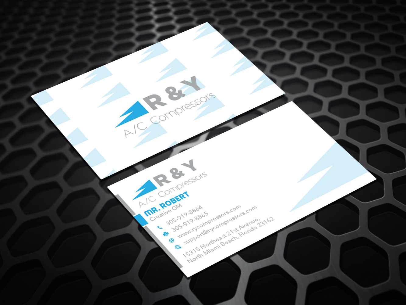 Business Card Design by Verified artistry (Design garden) for R & Y A/C Compressors  | Design #16312806