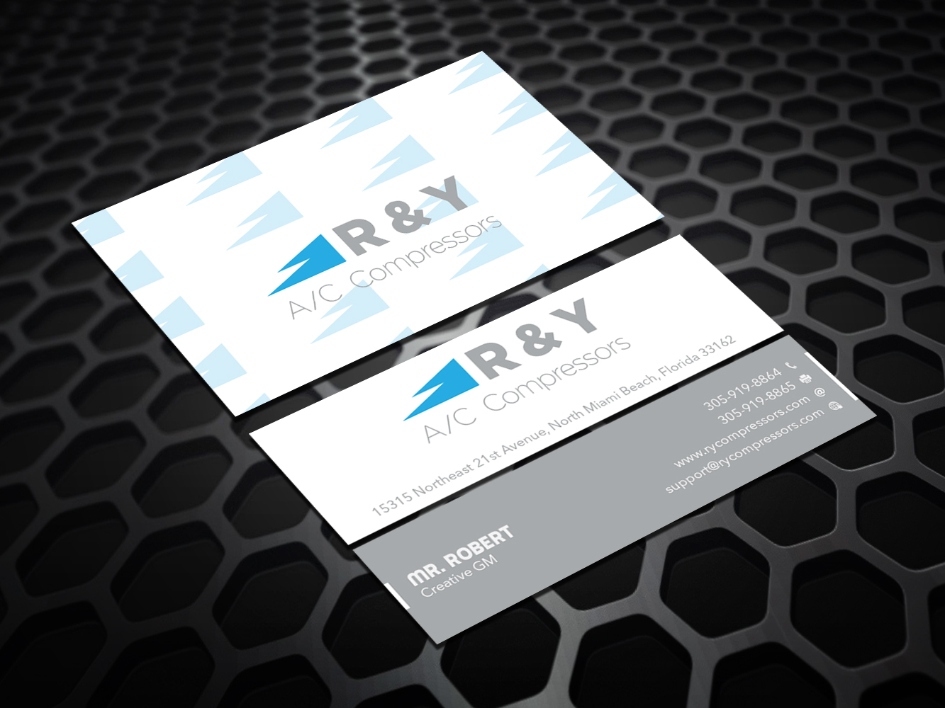 Business Card Design by Verified artistry (Design garden) for R & Y A/C Compressors  | Design #16312808