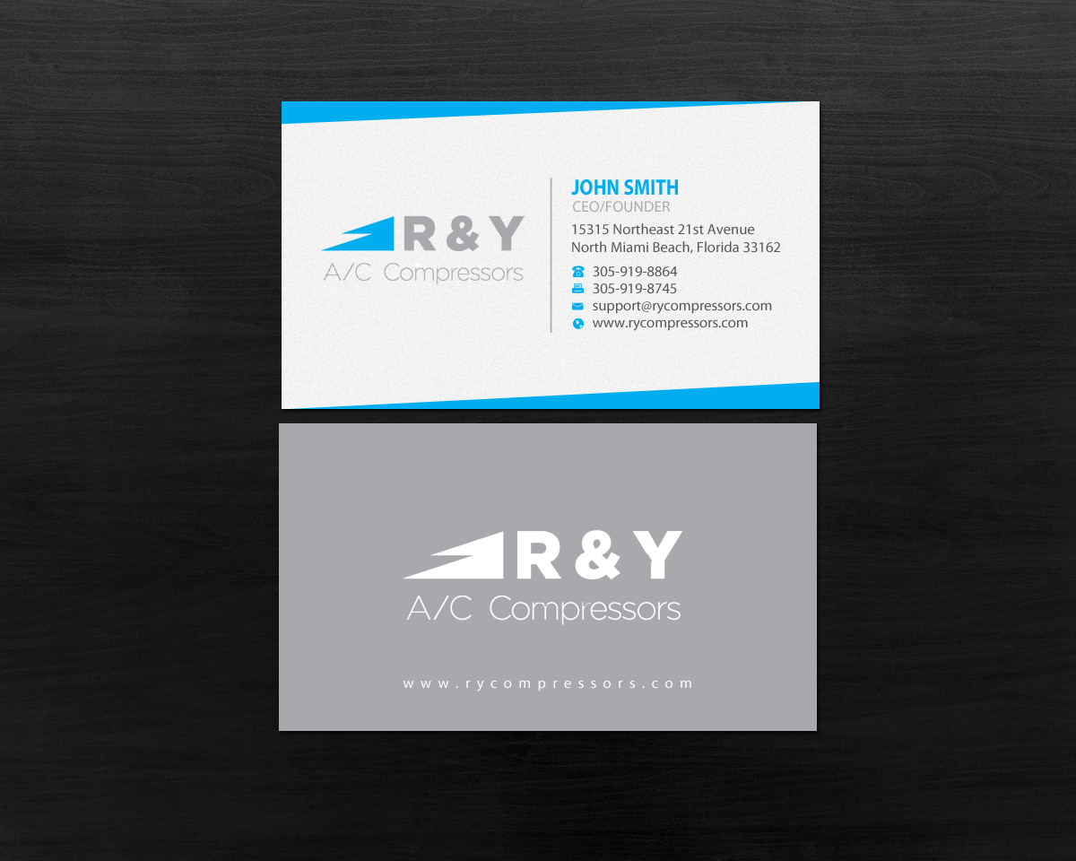 Business Card Design by Brand aid for R & Y A/C Compressors  | Design #16289977