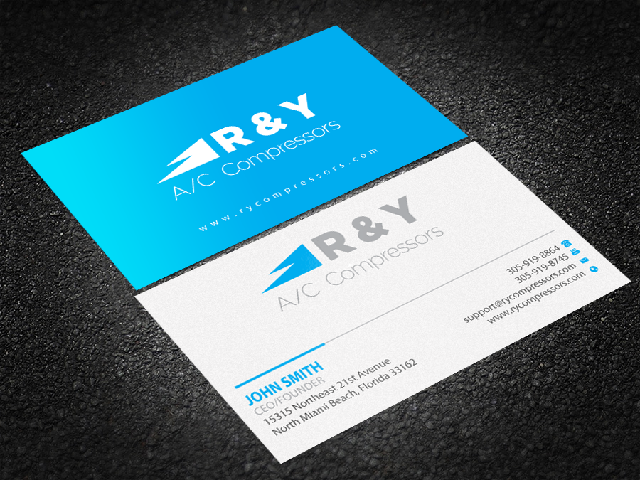 Business Card Design by Brand aid for R & Y A/C Compressors  | Design #16289978