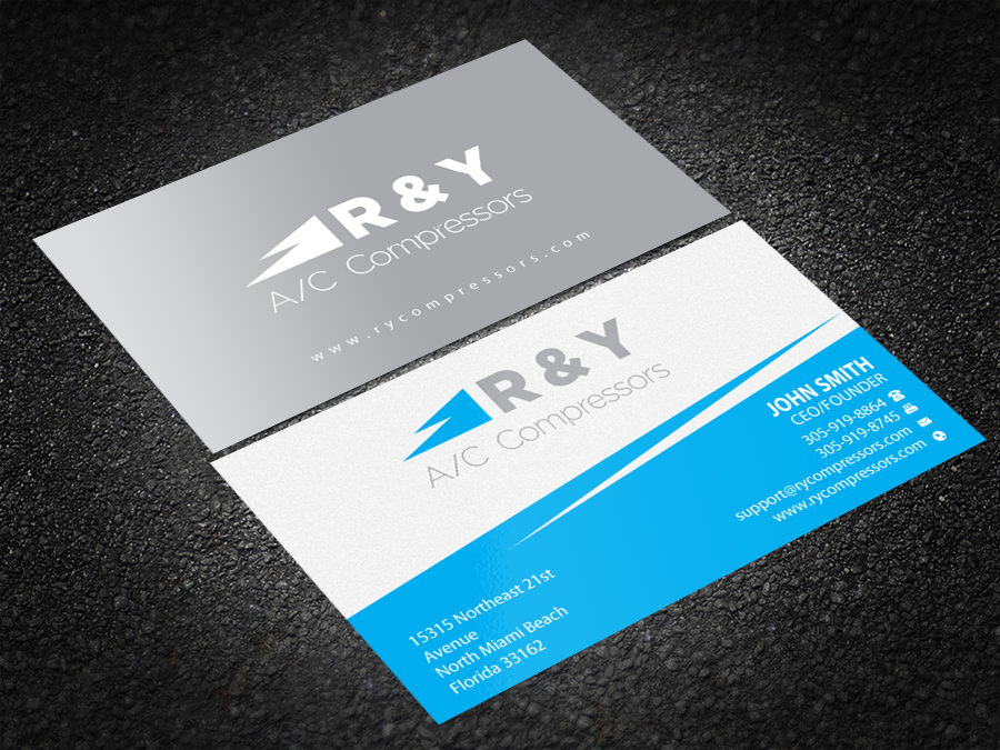 Business Card Design by Brand aid for R & Y A/C Compressors  | Design #16289979