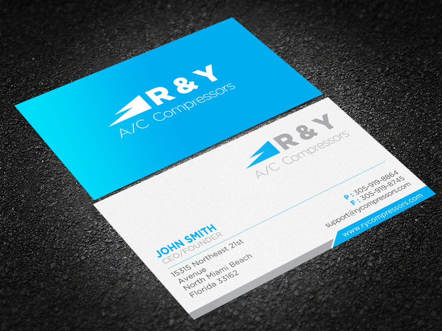 Business Card Design by Brand aid for R & Y A/C Compressors  | Design #16289990