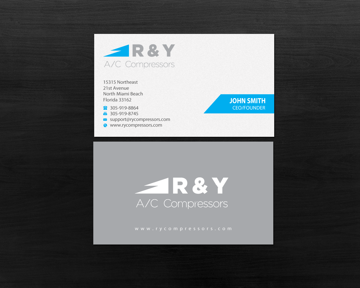 Business Card Design by Brand aid for R & Y A/C Compressors  | Design #16289992