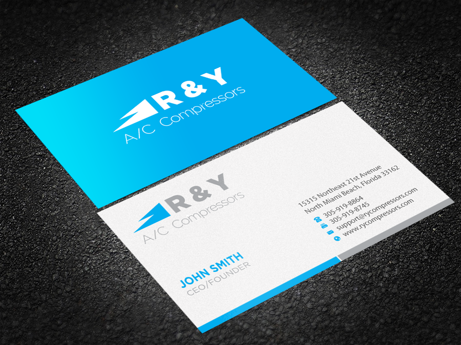 Business Card Design by Brand aid for R & Y A/C Compressors  | Design #16289997